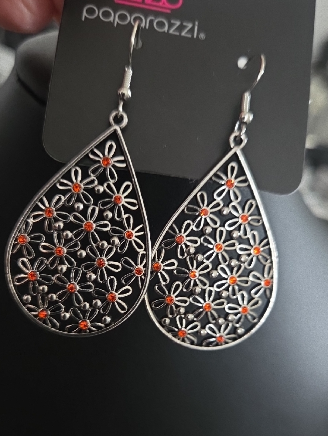 Paparazzi Tick Tick Bloom Orange Earrings Nwt